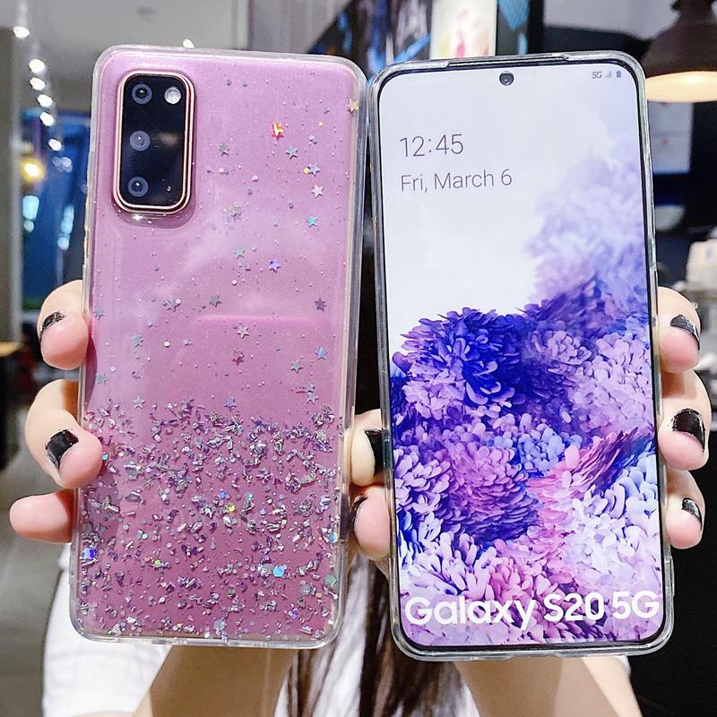 Starry Silver Foil Glitter Phone Case for Samsung A24, S23FE, A41, A55, S10, and A35 - Full Coverage Protection
