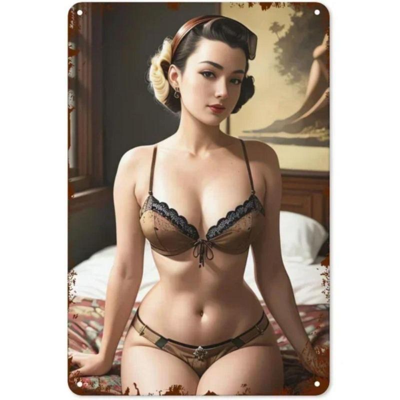 Pinup Girl Metal Tin Sign for Garage Workshop Decor 20x30cm