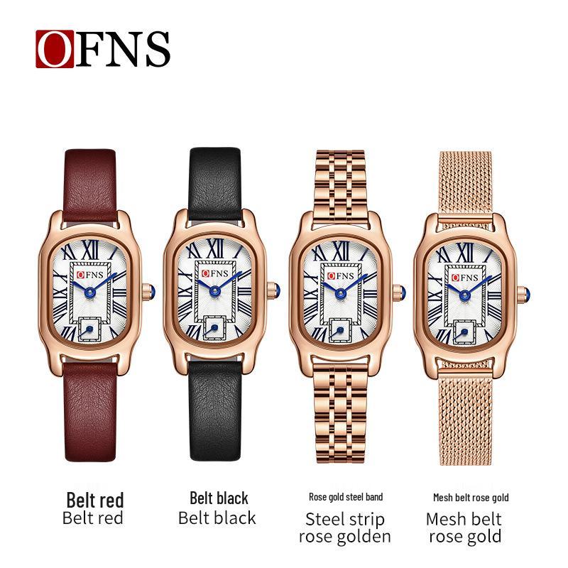 OFNS Women's Casual 30m Waterproof Quartz Watch with Roman Numerals and Two-Hand Design.