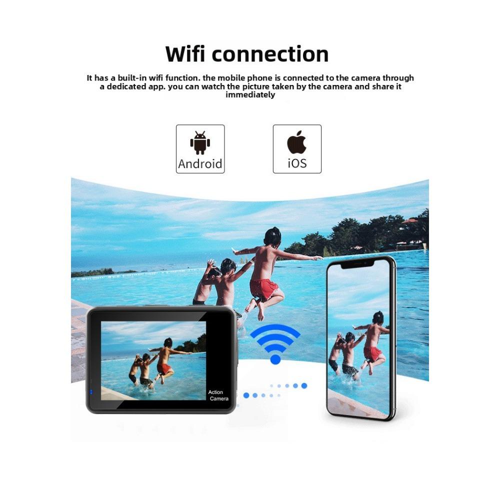 4K Sports Camera Waterproof High Definition Dual Screen Wifi Remote Control Outdoor Shooting Cycling Skiing Underwater Camera