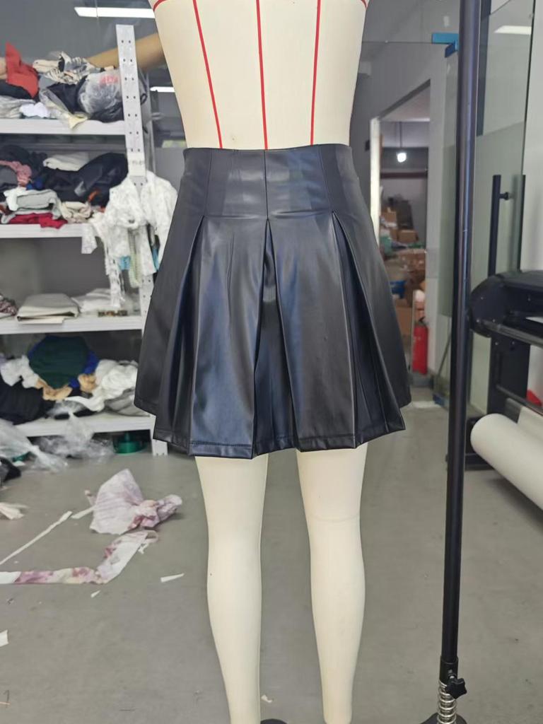 2025 Stylish Black Patchwork Mini Skirt - BB0588