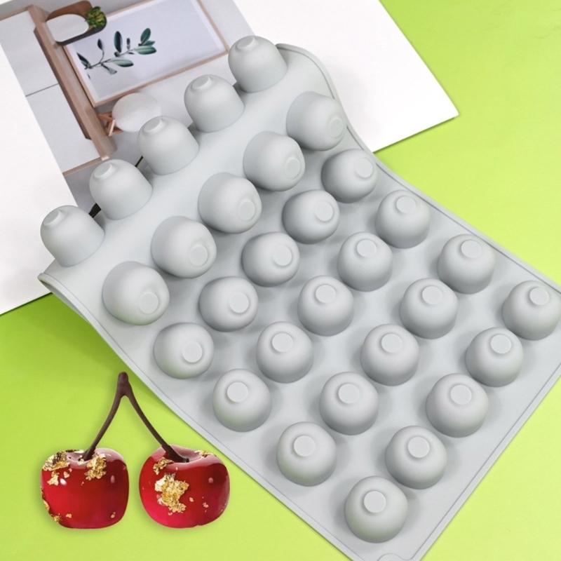 Chocolate Molds Small Cherry Shape Mousse Molds Pastrys Bakings Supplies Silicone Material Suitable for DIY Bakings Treat