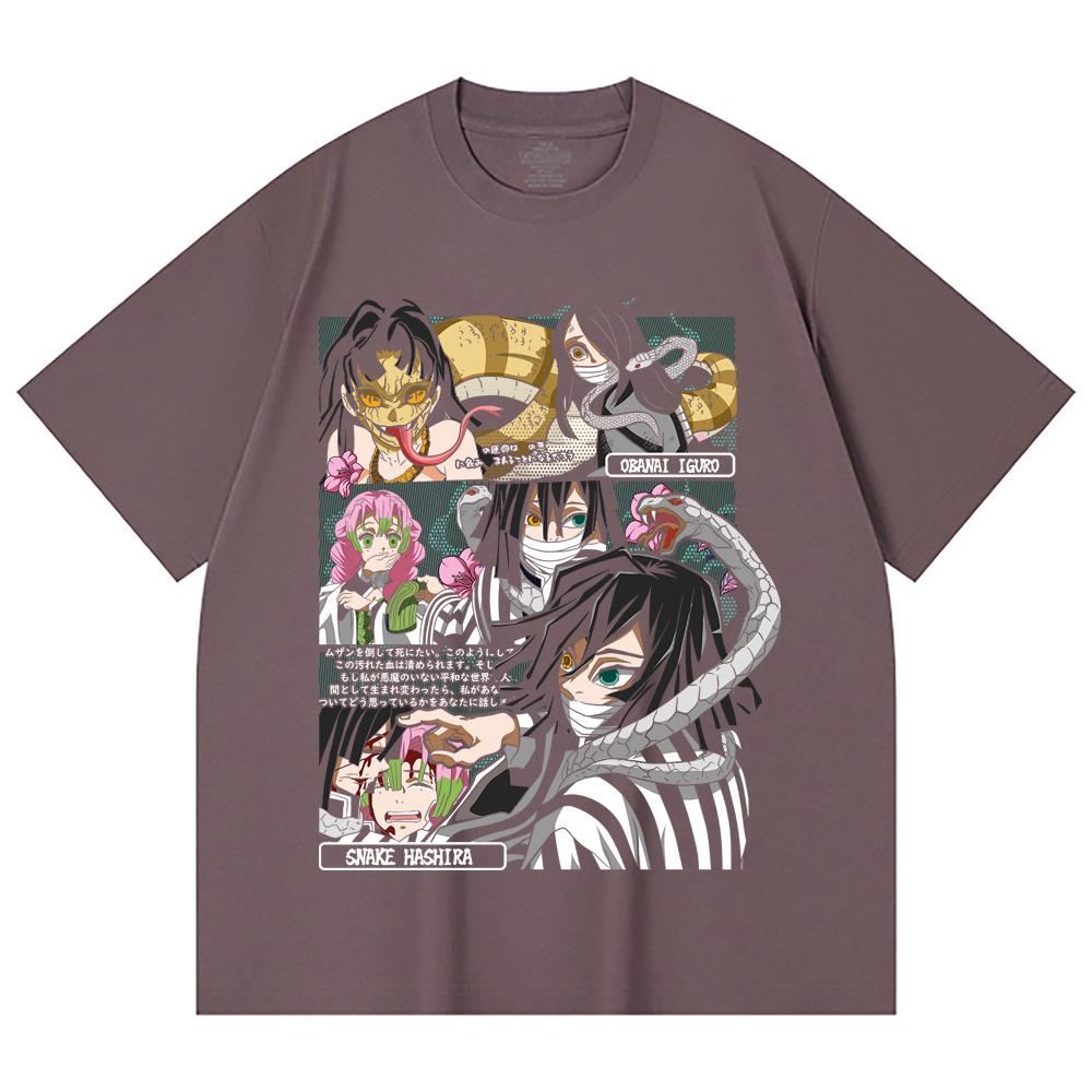230 Gsm 100% Cotton Demon Slayer V17 Obanai Print Unisex Heavy Cotton T Shirt