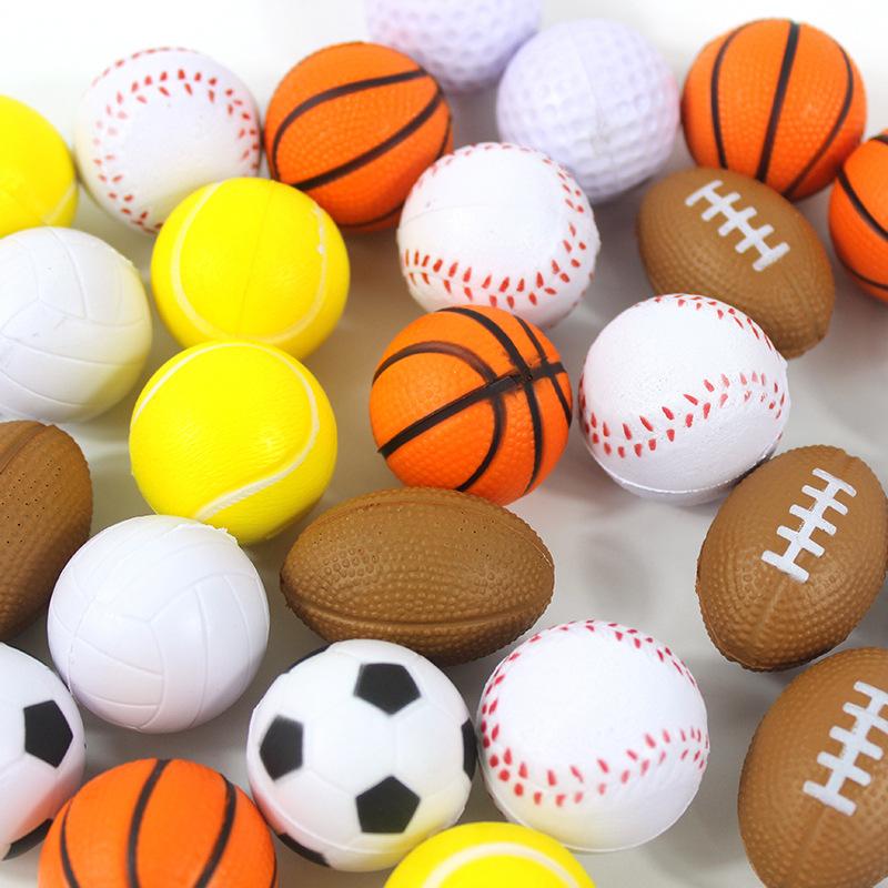 6Pcs  Mini Toy 4Cm Basketball Soccer Stress Ball Jump Ball Decompression Ball Pu Grip Ball Outdoor Sports Boy Kids Toys Gift
