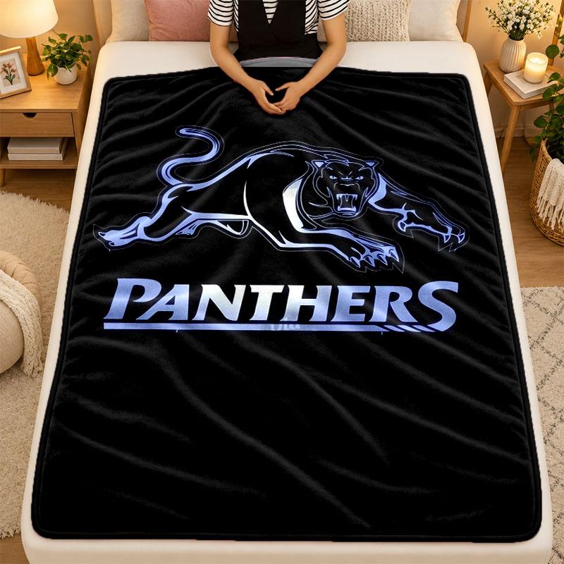 Flannel BlanketPenrith Panthers Warm Soft Throw Blanket for Indoor Sofa Bed Living Room Use