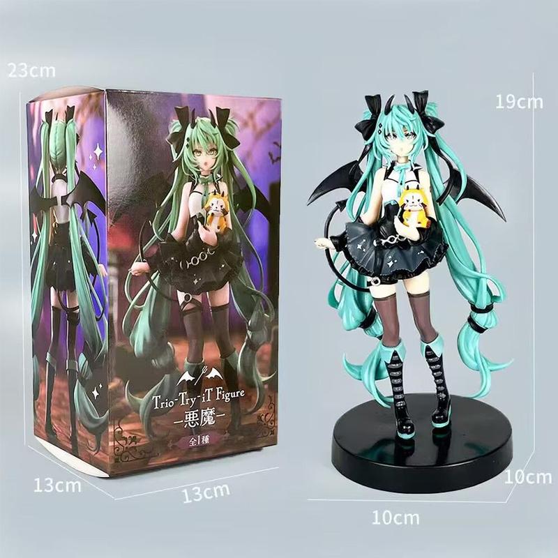 Anime Little Devil Hatsune Miku Handmade Little Raccoon Chuyin Dark Angel Handmade PVC Model Animation Peripheral Ornaments
