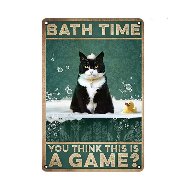 Black Cat Metal Sign Vintage Cattle Metal Plaque Tin Painting Art Poster Kitchen Decoration For Living Room Pet Shop Wall Decor