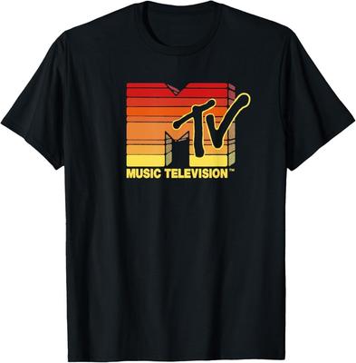 Mademark x MTV - Handgehauen Sonnenstreifen Vintage MTV Logo T-Shirt