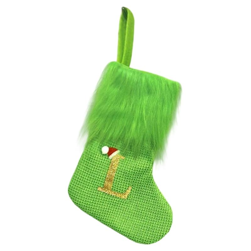 Holiday Sock Durablility Hanging For Candy Gifts Holder Festival Decoration Classical Christmas Letter Knitted Stocking