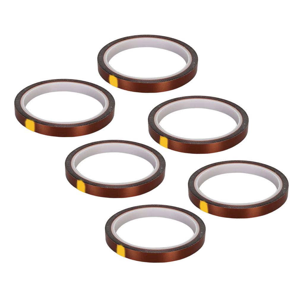 6pcs Heat Resistant Tape Residue Free Polyimide Sublimation Thermal Tape for DIY T Shirt Mug Electronics Crafts 0.6cm