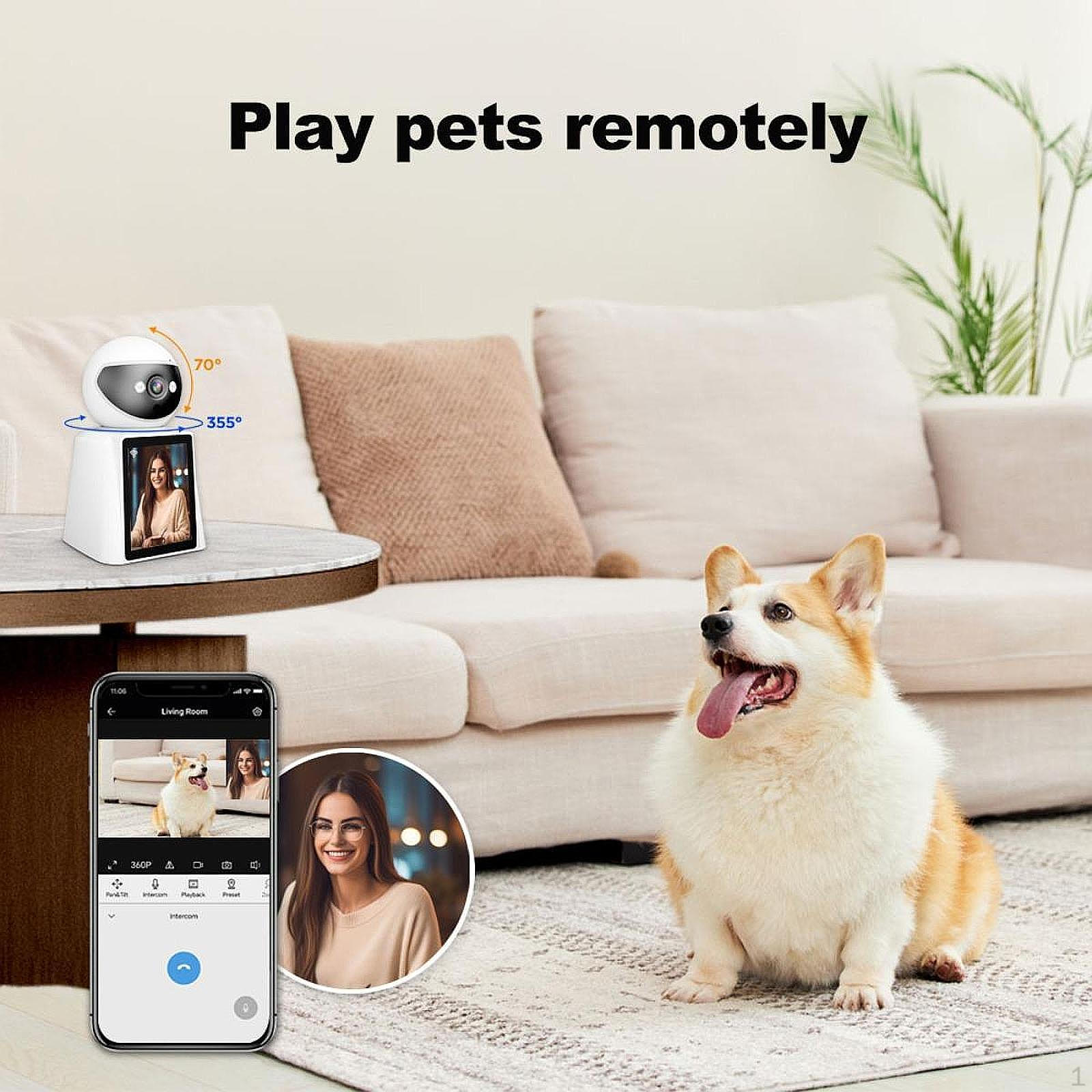 

Video Call Security Camera Nanny for Indoor Store Pet