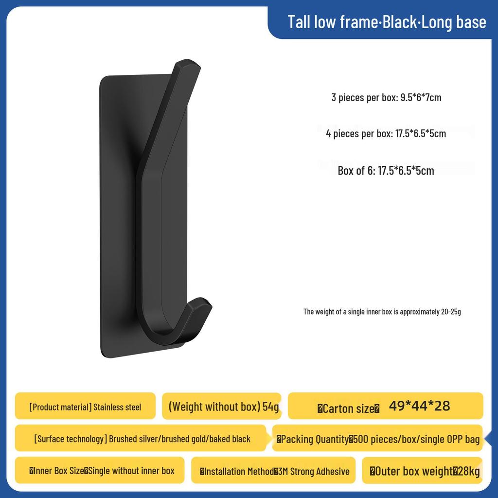 304 Stainless Steel Adhesive Hook, No-Drill Bathroom, Door, Kitchen, Coat & Hat Hook