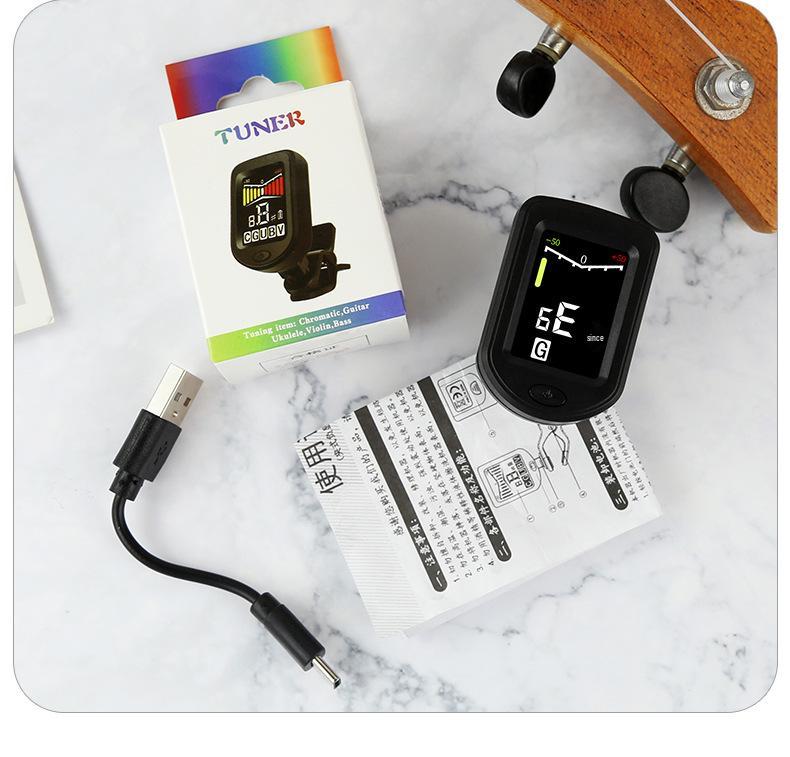 Rockhouse Rechargeable Color Screen Tuner for Guitar, Violin, Ukulele, and Electric Bass