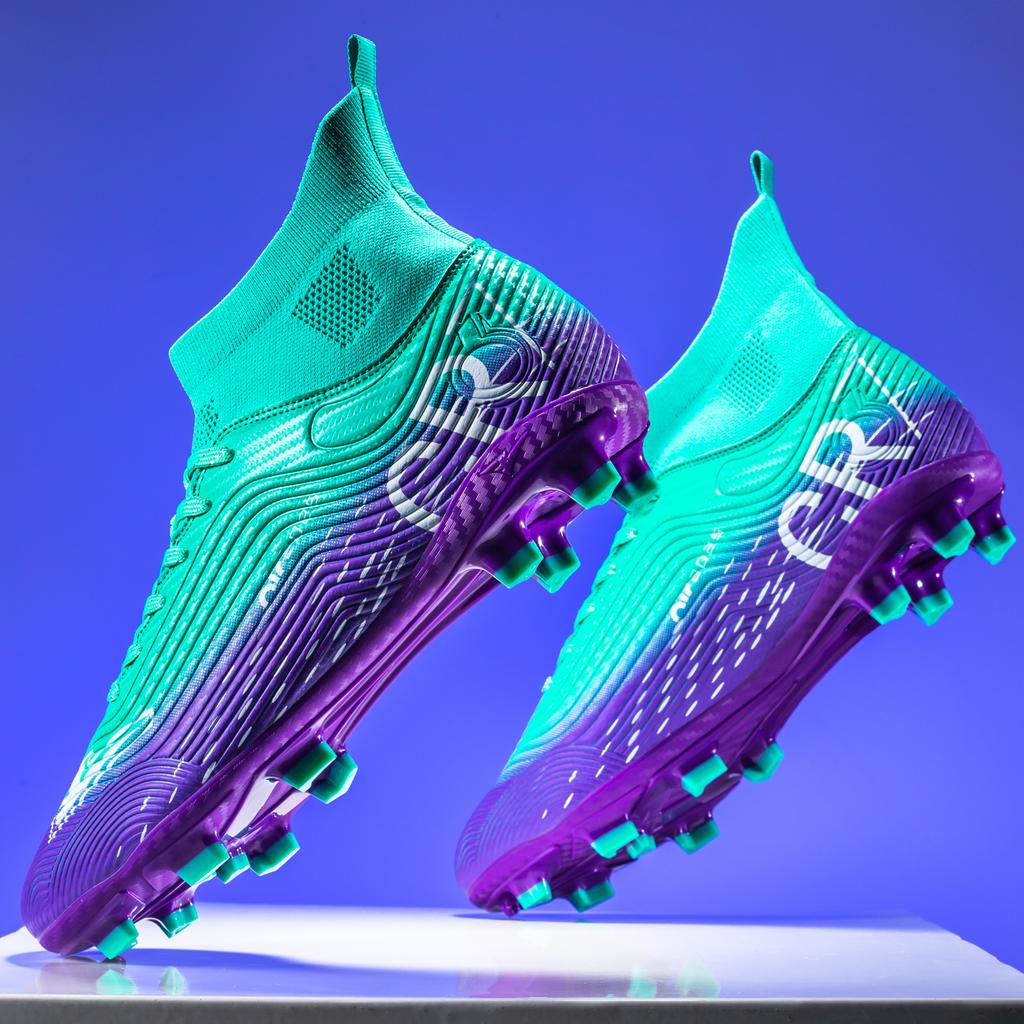 Erkek Futbol Ayakkabıları Yüksek Bilekli Futbol Ayakkabıları Dış Mekan İç Mekan Hafif Dayanıklı Çim Antrenman Spor Ayakkabıları Kaymaz Kramp Yeni