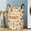 1pc of a Laundry Basket Featuring a Western Cowboy Theme, Ideal for Storing Clothes And. This Foldable Hamper Showcases Designs of Cacti, Horseshoes, 