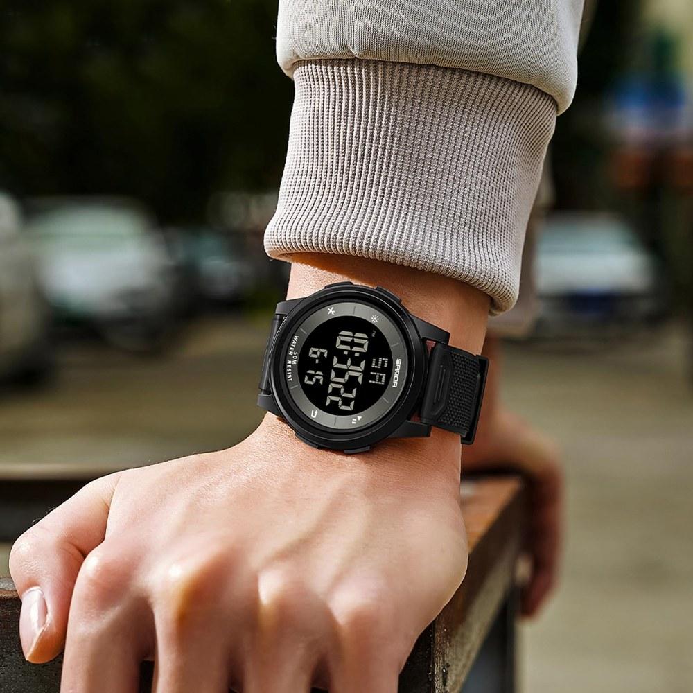 Timever Digital Wristwatch Men Slim Lightweight Sports Watch Waterproof LED Alarm Multi-function