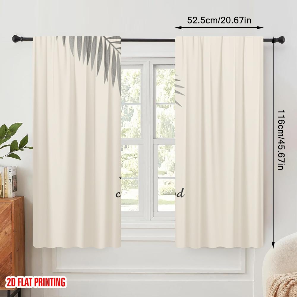 2pcs 2D Flat Printing Drapes Beautiful Leaf Child God 100% Polyester Fabric Without Electricity Festive Curtains for All
