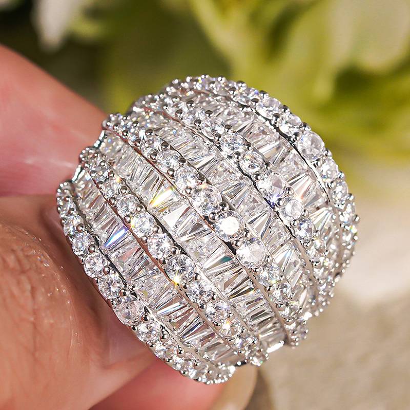 

Huitan Luxury Sparkling Women Ring Copper Color Ring Full Cubic Zirconia Fashion Party Finger Accessories for Lady Zircon Gift 6