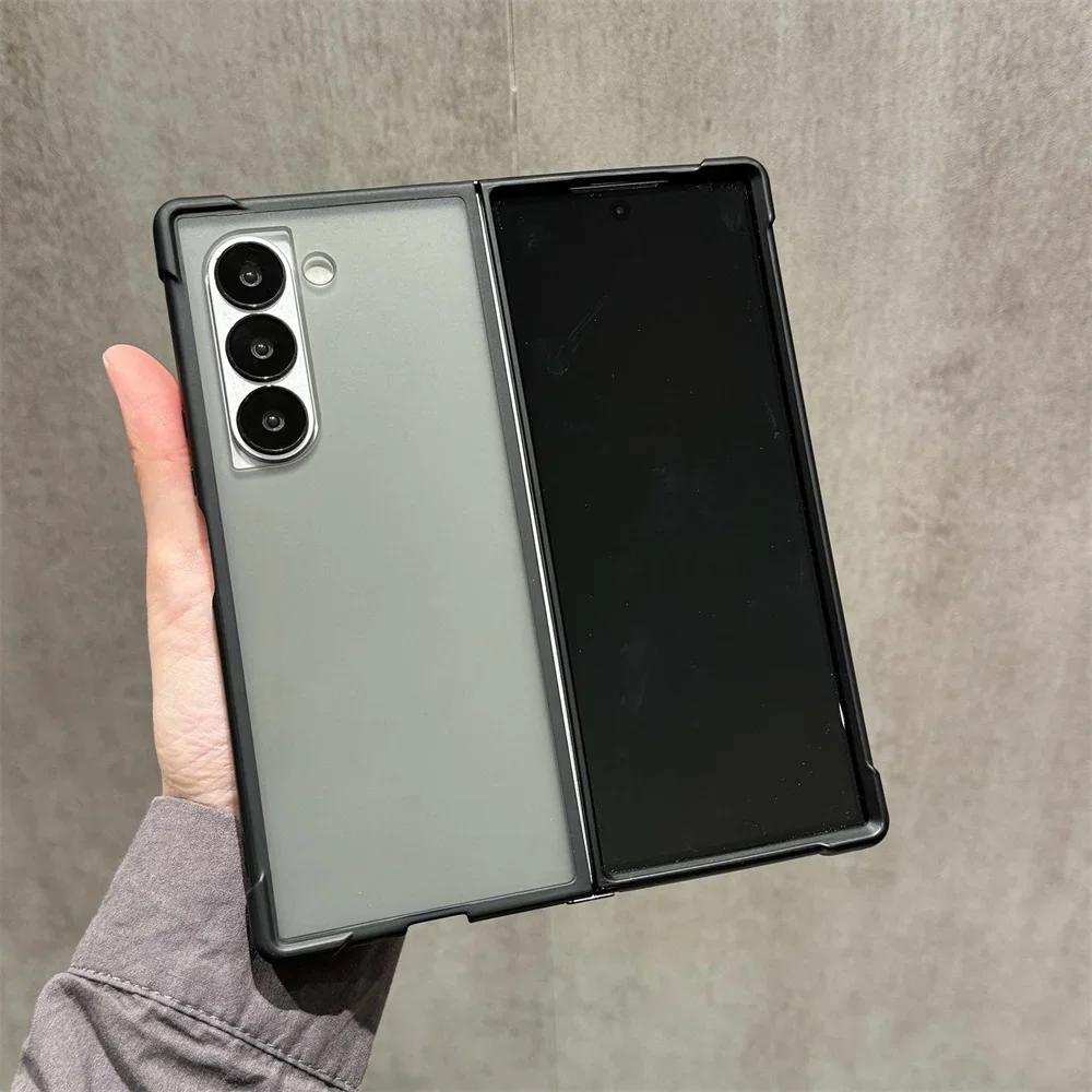 Protective Back Translucent Matte Phone Case For Samsung Galaxy Z Fold 6 5 4 Fold6 Fold5 Fold4 5G Shockproof Cover
