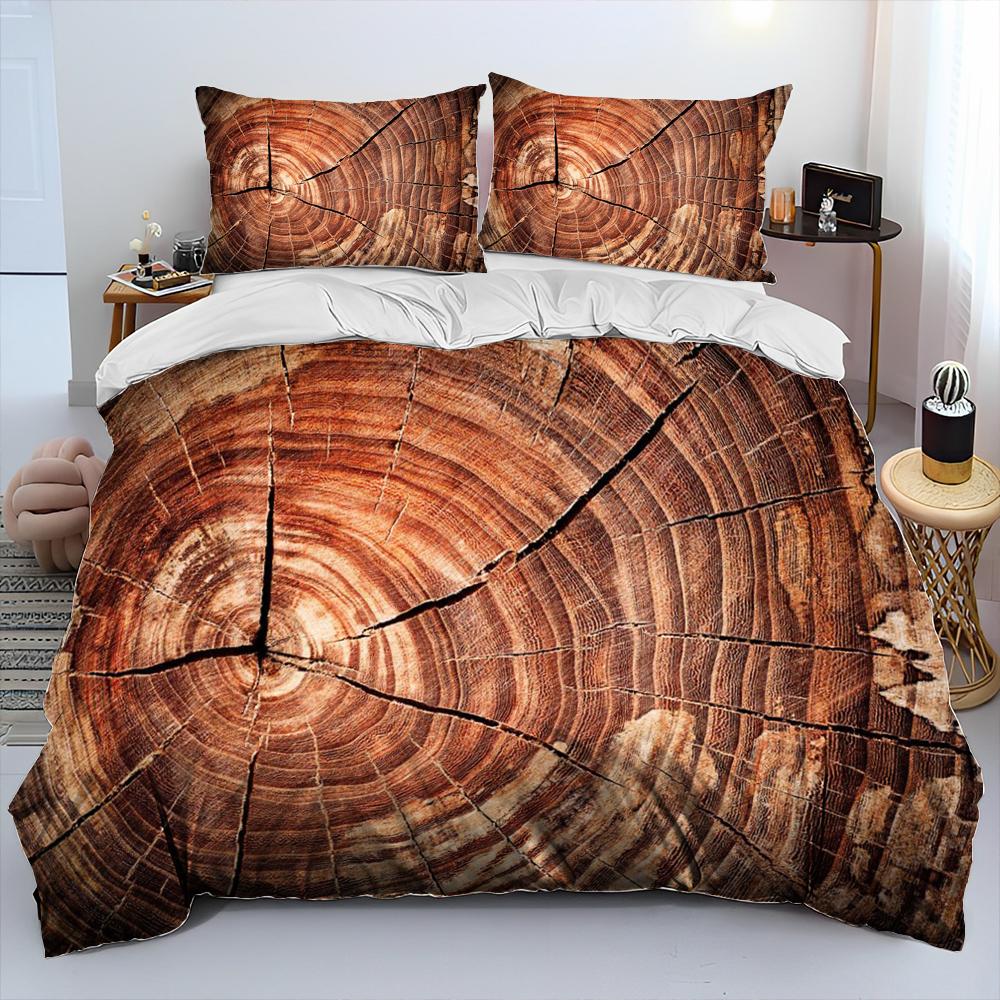 3D Wood Grain Comforter Bedding Set,Duvet Cover Bed Set Quilt Cover Pillowcase,King Queen Size Bedding Set for Adult Child Gift