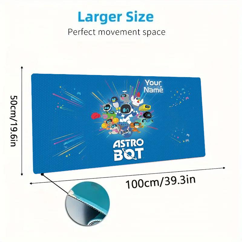 ASTRO BOT Custom Name Large Size Mouse Pad Large Gaming Table Cushion Non-slip Laptop Tablet Big Mousepad XXL Mat Mini PC Playmat With Lock Edge