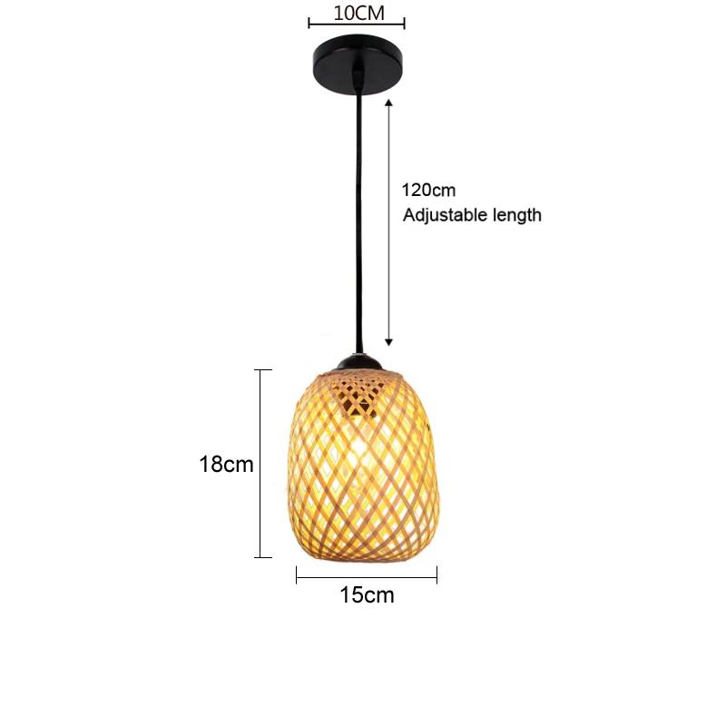 Bamboo Pendant Lights Hand Woven Ceiling Weaving Chandelier Lamp Rattan Wicker Hanging LED Fixtures Home Bedroom Bamboo Art Lamp