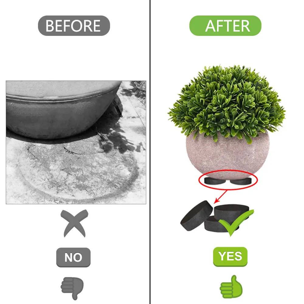 40Pcs Flower Plant Pot Feet Invisible Round Flowerpot Riser Stands Self-adhesive Black Non-slip Heavy Duty Flower Pot Pad
