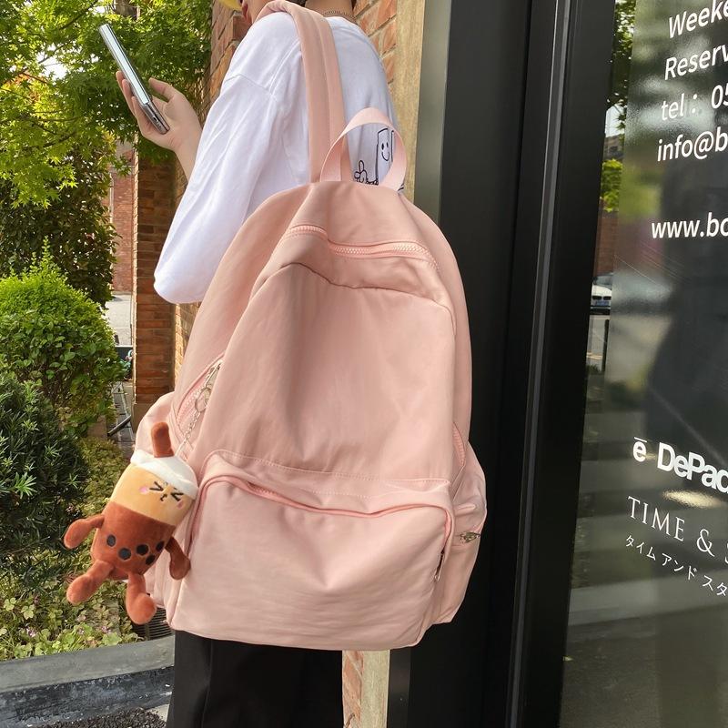 Solid Color Simple Student Schoolbag Japanese and Korean Casual Style Large Capacity Daily Fruit Color Backpack