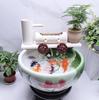 Runder Keramik-Fischtank-Wasserfallfilter & Sauerstoffpumpe Ornament