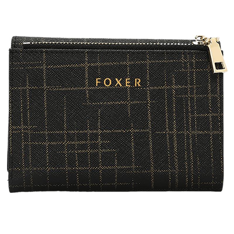 

FOXER Brand Women s Short Wallet Split Leather Money Bag Female Hasp Purse Small Coin Card Holders Clutch Best Gift for Women