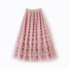 Women's Layered Mesh Gauze Pleated High Waist Long Skirt - Spring & Autumn Style