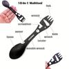 10-in-1 Outdoor Gabel Löffel Multifunktions Geschirr Rostfreies Küchenmesser Gabel Schraubenschlüssel Flaschenöffner Pfeife Camping Zubehör
