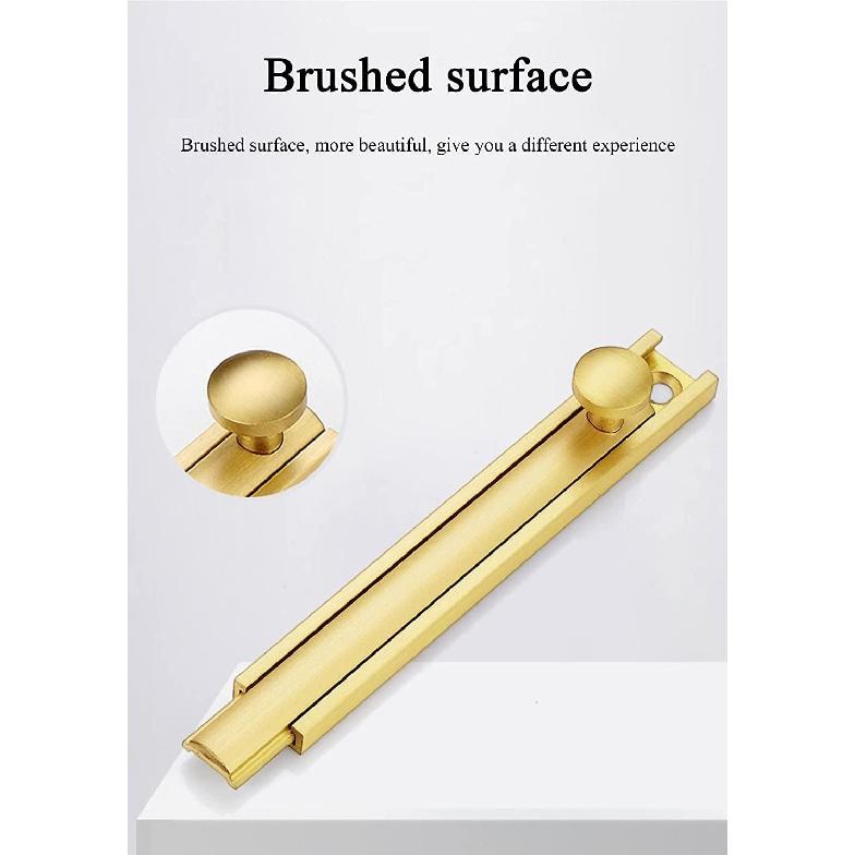 Sliding Lockfor Portable Door Lock, Brushed Finish Sliding Bolt Lock, Solid Cast Brass Barrel Bolt for Cabinets, Fences, Slide Door Lock ?with 6