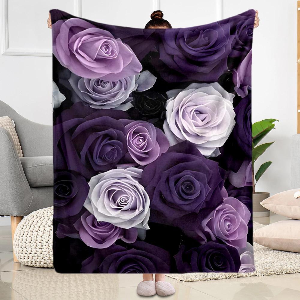 Stained Glass Rose Flannel Blanket,Lightweight,Office Blanket,Sofa Blanket,Comfortable Blanket