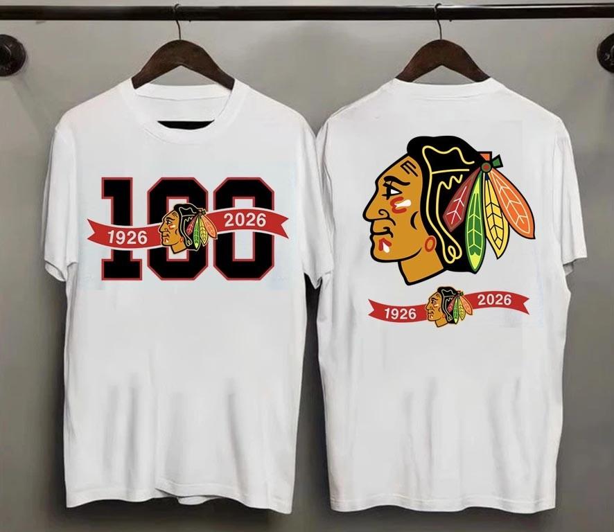Chicago 1Blackhawk 100th Anniversary White TShirt Unisex Fan Gift S-5XL Unisex T-Shirt XXXXL