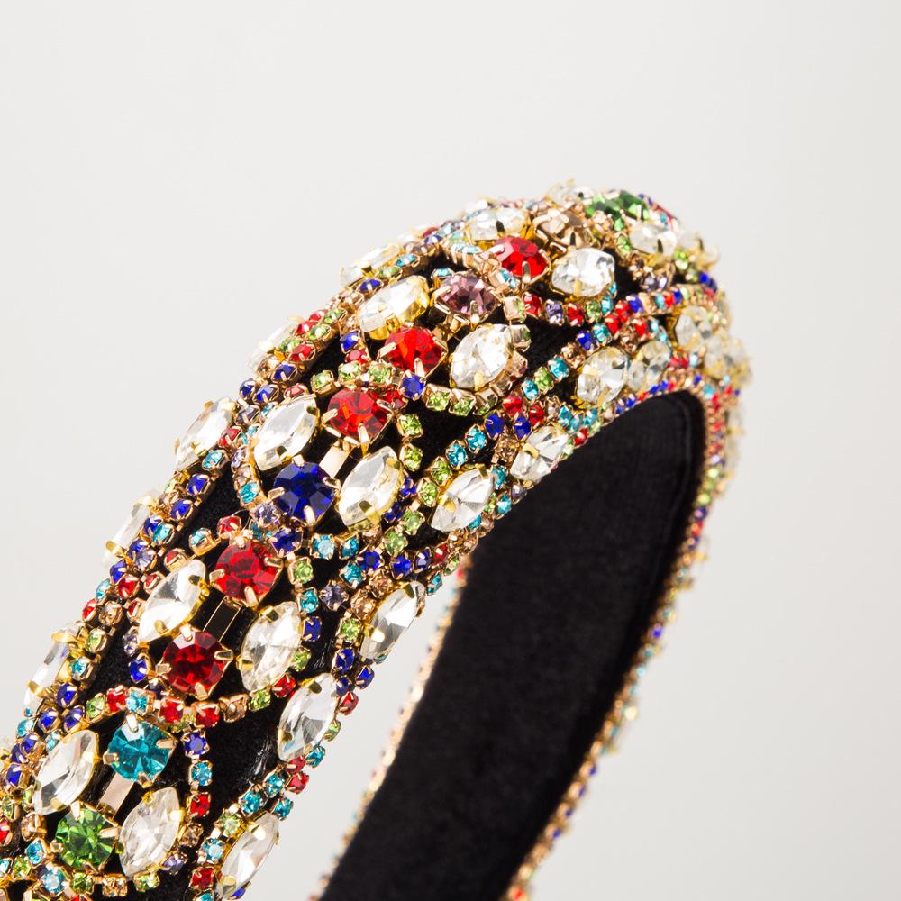 Heming Retro-Inspired Headband with Colored Glass and Diamond Inlays - Elegant Accessory for High-End Events