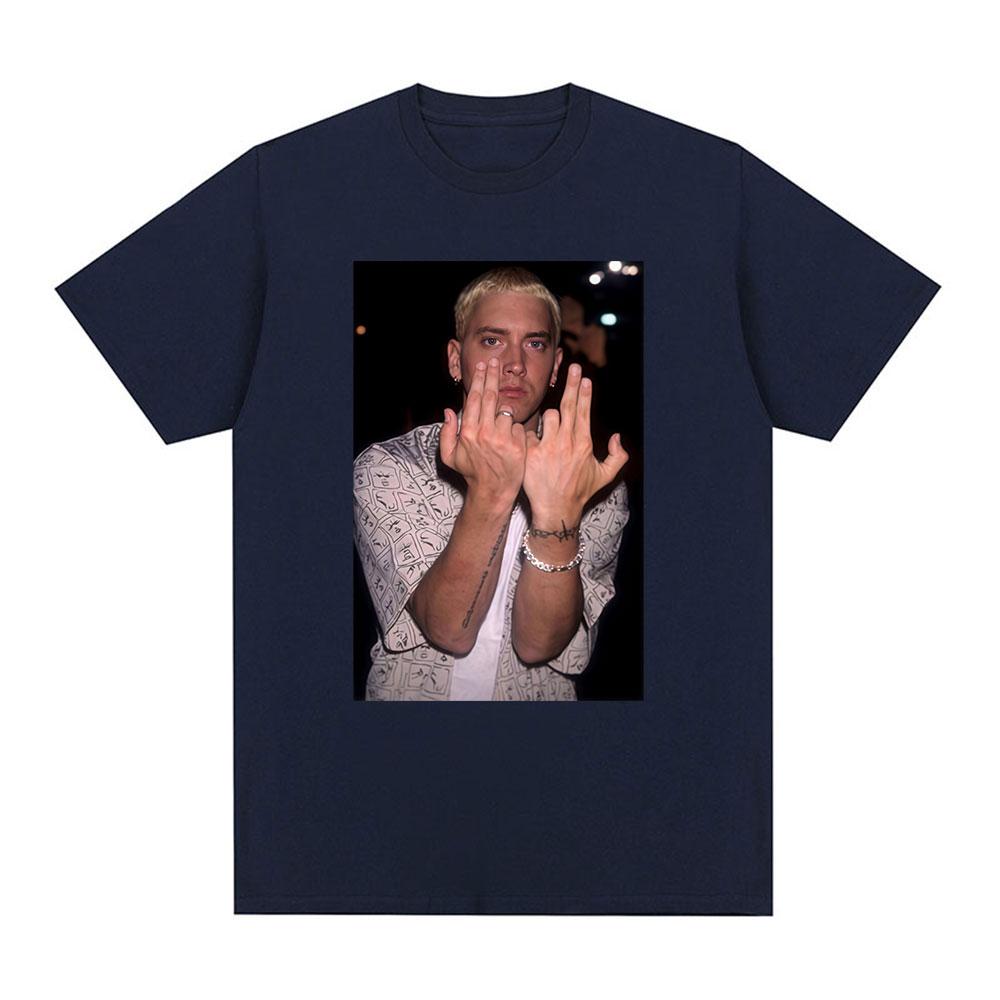 Rapper Eminem Gesture Graphic Tshirt Unisexs Women Hip Hop Fashion Short Sleeve Tshirts Summer Cotton Casual T Shirt Streetwear