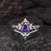 European and American new fashionable purple gemstone inlaid with luxury personalized women's ring