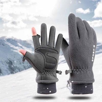 Men Winter Fleece Lined Gloves Waterproof Non-slip Warm Touch Screen Gloves For Outdoor Sports