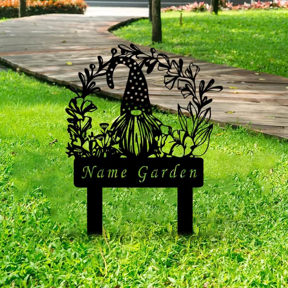 **1. Metal Gnome Garden Stake Iron Yard Sign Outdoor Lawn Decor** **2. Handmade Iron Gnome Yard Stake Unique Garden Gift for Gardener**