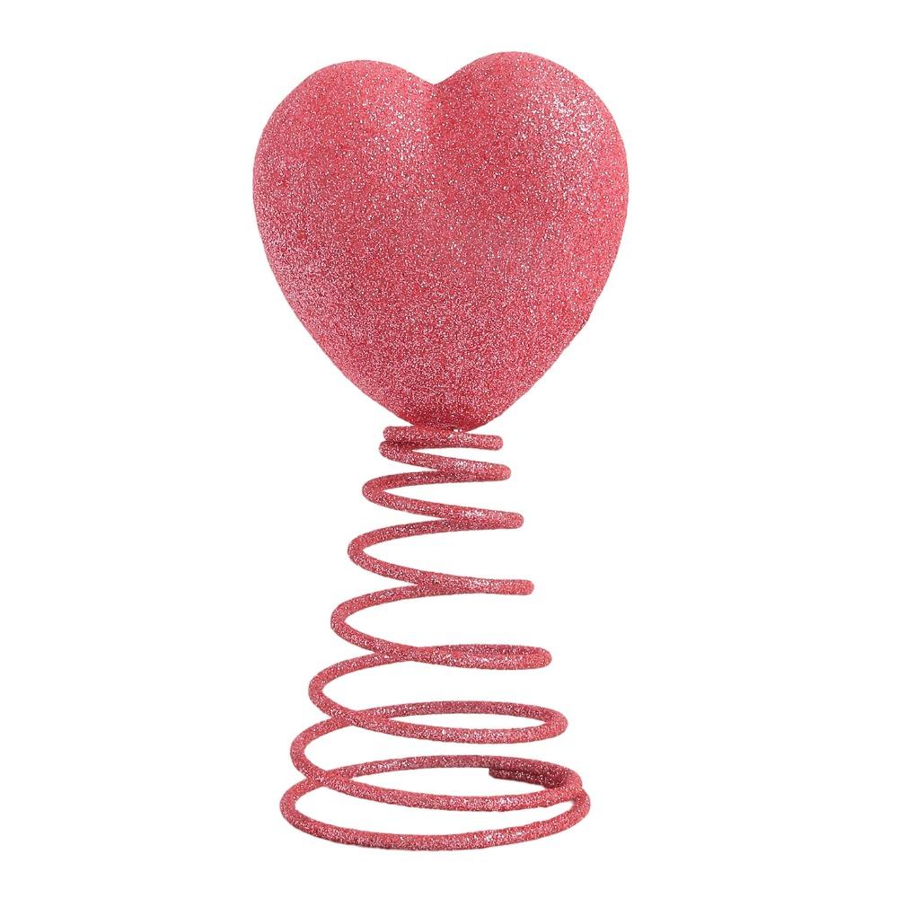 

Romantic 5 Inch Valentines Day Decorations Mini Coil Spring Heart Tree Topper Reusable Glitter Holiday Ornament Home Decoration рожевий