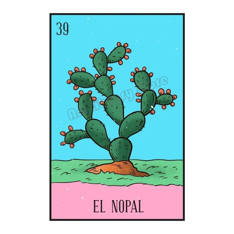 Cartoon Mexican Lottery Hunter Skull Nopal Tarot Card Poster and Prints Canvas Painting Wall Art Pictures Museum Home Decor