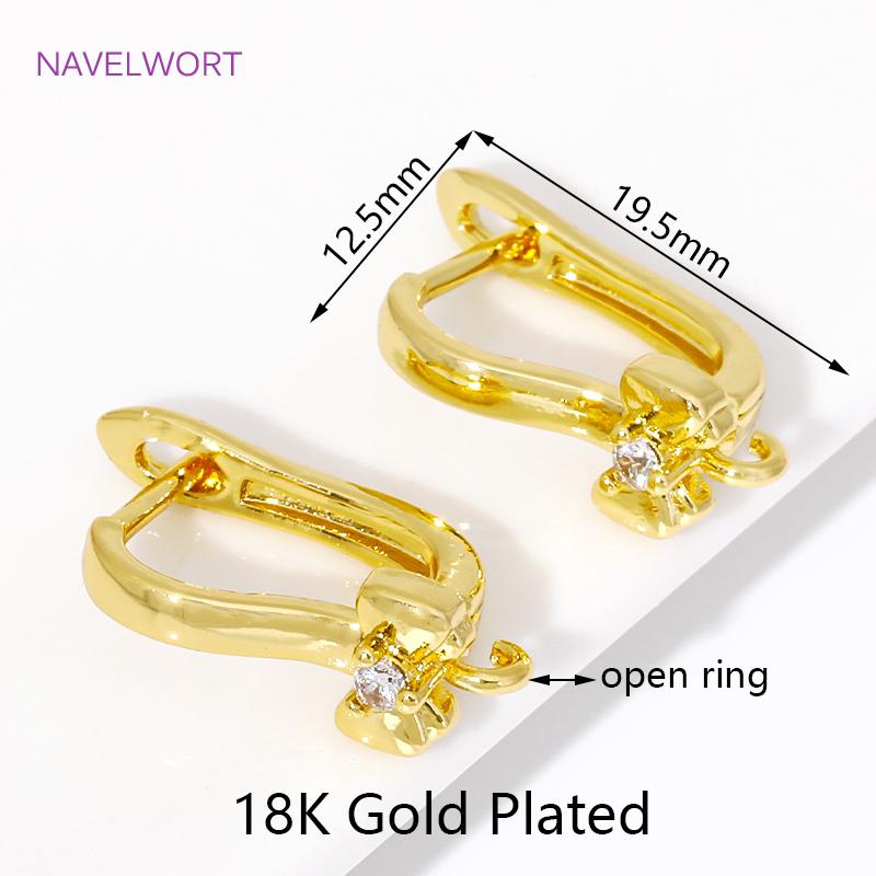 Trendy 18K Gold Plated Shvenzy Earring Hooks,Inlaid Zircon Earring Fixtures,For Jewelry Making DIY Handmade Crafts Wholesale