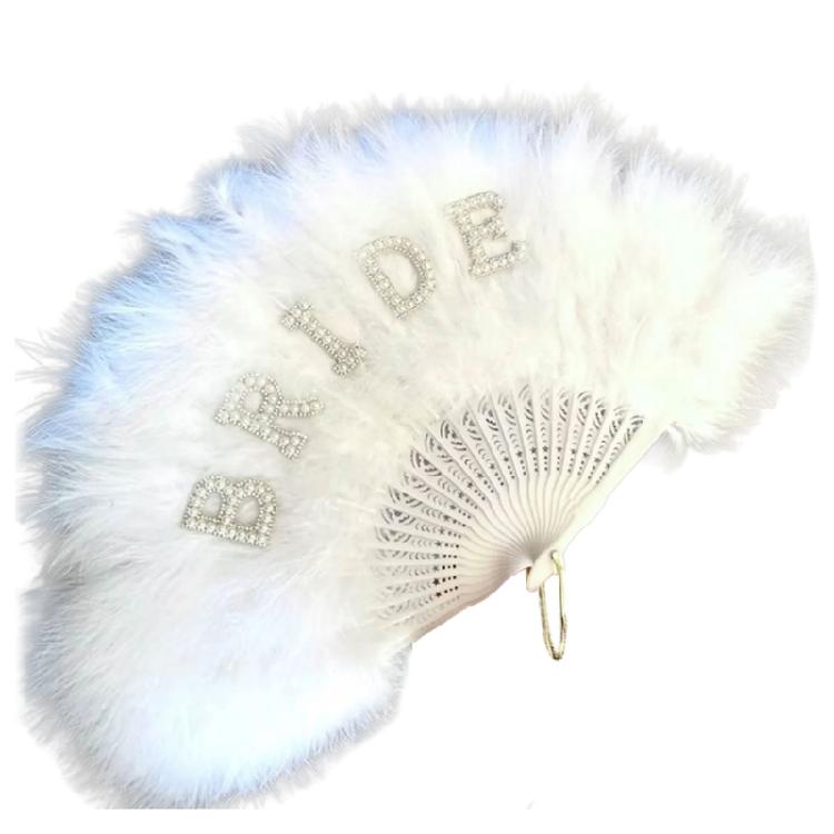 Веер из перьев Складной веер из перьев Ручной веер из перьев Веер для танцев Веер для подружки невесты Складной ручной веер для женщин Свадебная вечеринка Фотография