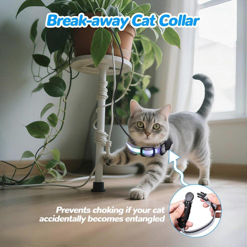 2X Cat Collar,Lighted Cat Collars for Night,Rechargeable Waterproof LED Cat Collar with Remote,Dog Lights