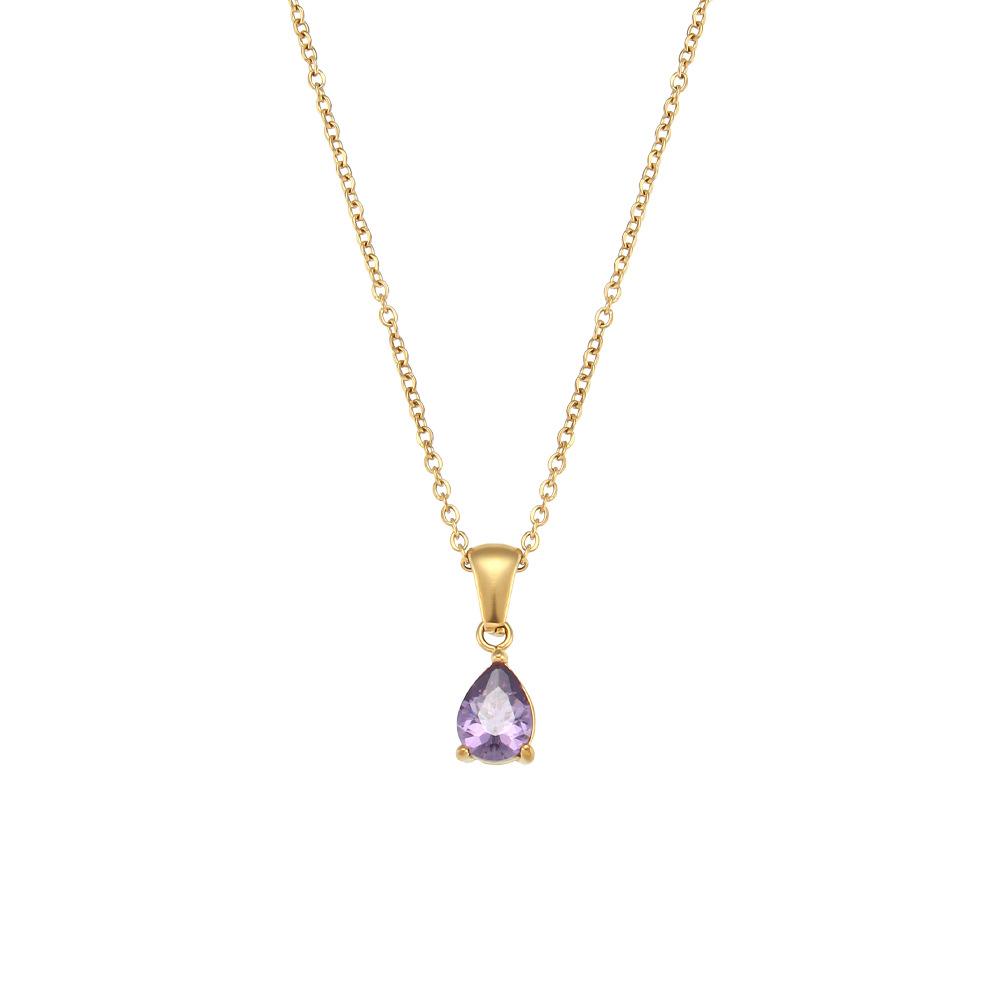 Fashion Water Drop Necklace Trendy Zircon Necklace Pendant Stainless Steel 18k Gold Plated Necklace
