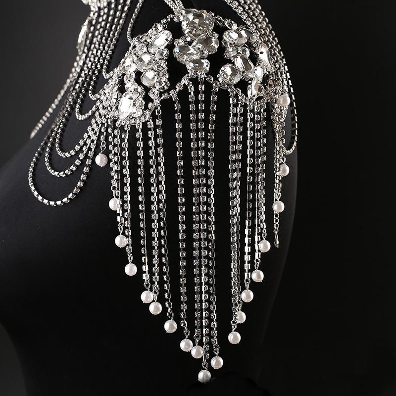 High Quality New Fashion Chain Tassel Style Bridal Silver Rhinestone Crystal Shoulder Chain for Handbags