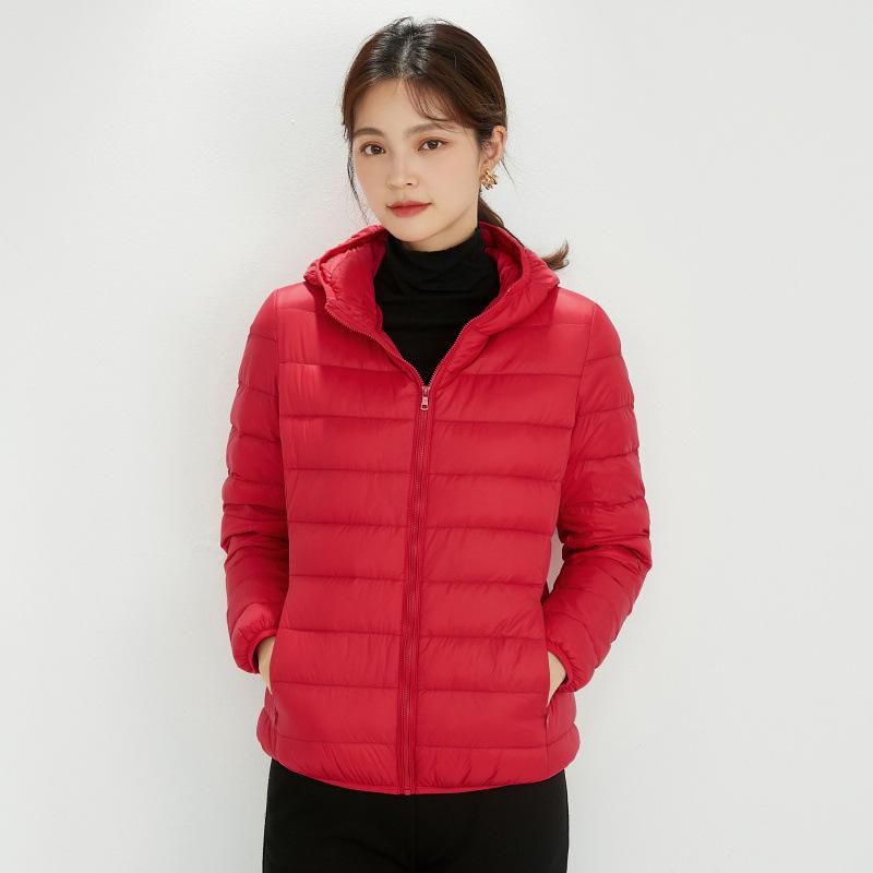Winter new hooded down jacket women's light and thin women's jacket short light and fashionable white duck down