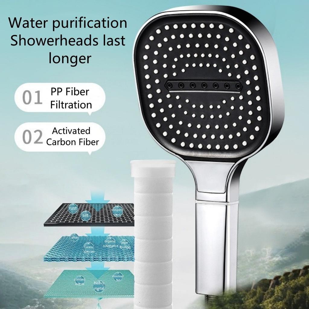 3 Modes Large Rainfall Shower Head 13cm Big Panel Square High Pressure Handheld ShowerHead ABS Portable Spa Filter Shower Nozzle
