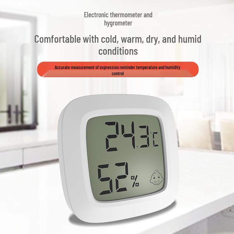 

Мини цифровой термогигрометр с улыбающимся лицом, с магнитом и клейкой лентой CR2032 Battery